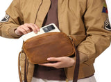 Premium Full Grain Messenger Bag for Men Retro Casual Commuter Shoulder Bag Multi-Purpose V1221-XM-LB5647-ZS202