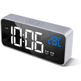 Digital Alarm Clock With Large LED Temperature Display, Portable Mirror Alarm Clock With Dual Alarms V1188-MS-227-1654