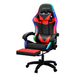 Artiss 6 Point Massage Gaming Office Chair 7 LED Footrest Red MOC-GC-6P-LED-BK-RD