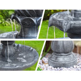 Gardeon Solar Water Feature 3-Tier Fountain with Pump Kit Bird Bath 93CM Black FOUNT-3LVL-BK