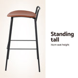 2x Artiss Bar Stools Kitchen Counter Stools Metal Brown BA-BB-9083T-BR