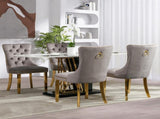 AADEN 4x Velvet Dining Chairs with Golden Metal Legs-Grey V226-SW1501GY-2
