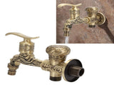 G1/2 Wall Mounted Washing Machine Faucet Brass Retro Hot Cold Water Tap Bathroom Supplies V1294-YM0718-3112200148311