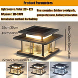 Length 25 cm Outdoor Stainless Steel Post Light, Modern LED Fence Deck Cap Light Lantern Column V1107-124-38201-BLK-25CM