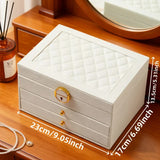 Dark green Multi - layer Jewelry Box Velvet Lining, Three - layer Zoning, Double - drawer V1232-SSSNH002