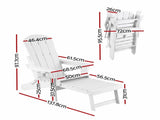 Gardeon Folding Sun Lounger Adirondack Chair Outdoor Lounge Setting HDPE Recliner Footrest White FF-BEACH-HEFD-OTTO-WH