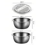 Large size Multifunctional Stainless Steel Vegetable Slicer and Grater Bowl Set - 3-in-1 Kitchen V888-ELOSUNG56096-2