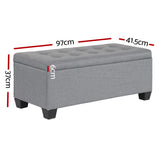 Artiss Storage Ottoman Blanket Box 97cm Linen Grey OTM-L2-LINEN-GY