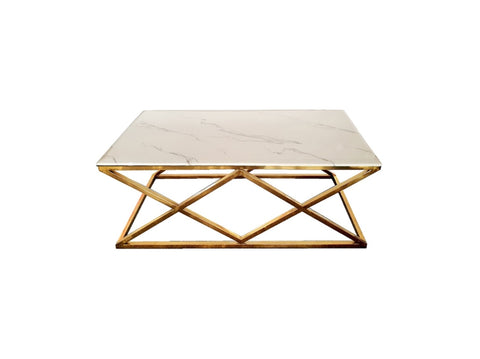 Alsea Coffee Table Gold Base - White Marble V292-CT-BEV-GOLDBASE-WHITEMARBLE