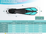 Green Adjustable Open Heel Snorkel Fins, Travel-Size Short Swim Flippers for Snorkeling, Diving & V1107-ADJUSTABLE OPEN HEEL SNORKEL FINS2-L