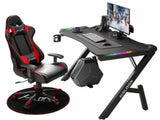 Gaming Desk with LED Lights Computer Desk K Shaped Desk - 140 x 60 V957-SDGACOSN3603S-2