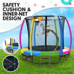 Kahuna Trampoline 8 ft with Basketball Set - Rainbow TRA-KAH-08-RB-BB