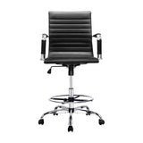 Artiss Office Chair Drafting Stool Leather Chairs Black OCHAIR-H-RING-8147-BK