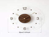 Brown Black Modern Wall Clock Transparent Clock Wooden Centre Clock Leaf Hands Clock V1347-115-BLA-32791