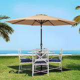 Instahut 3m Outdoor Umbrella w/Base Pole Tilt Beach Garden Patio Beige UMB-POLE-3-TIL-BASE-BG