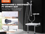 Folding PE Shower Seat, 15.7'' x 14.8'' Unfolded, Wall Mounted Fold Up Shower Bench with 500 lbs V952-SLKPEZCTWKB16SNT7V0