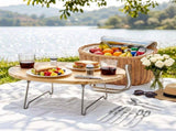 Alfresco 2 Person Insulated Picnic Basket Set with Foldable Wood Table PC-TB-2P-ROU