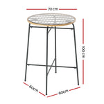 Gardeon Outdoor Bar Table Wicker Dining Bistro Patio Balcony Glass Table Steel ODF-BA-TW-RATTAN-TABLE