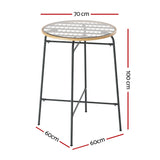 Gardeon Outdoor Bar Table Wicker Dining Bistro Patio Balcony Glass Table Steel ODF-BA-TW-RATTAN-TABLE