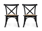 Artiss 2x Dining Chairs Rattan Wooden Kitchen Accent Chair Cafe Lounge Rubber Wood DINC-G-RA-BKX2