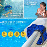 AURELAQUA Cover Pool Roller and 7x4m Solar Blanket 500 Micron, Blue/Silver V219-SWPCOMAURA5B74SX