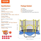5FT Trampoline for Kids, 60" Indoor Outdoor Trampoline with Safety Enclosure Net, Basketball Hoop V952-DWYXBC5YCDWYPRW3SV0