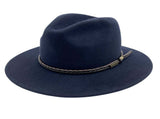 Jacaru Australian Wool Fedora Hat Outback 100% Wool Crushable Travel - Navy V563-J-1847-NAVY-XL