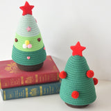 Christmas-themed cotton yarn woven storage basket, Christmas tree-shaped desktop storage box with V1265-AU-043-HONG