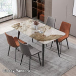 120x60cm Glossy Pandora Minimalist Slate Kitchen Dining Table Marble Lunch Dinner Table Solid Metal V255-120GLOSSYPTABLE