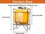 CARLA HOME 5L Glass Drink Dispenser with Metal Stand, Wide Mouth Beverage Jar & Stainless Steel Tap V178-36369