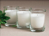 25 White Wax Clear Glass Holder Votive Candle - Wedding Event Centrepiece Table Decoration V382-25CLEAR-GLASS-WHITE-WAX