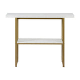 Artiss Console Table Marble Effect White&Gold MET-CST-01-MBWH