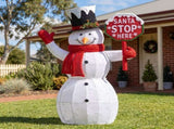 Christabelle 1.21m Snowman Christmas Light Up Display LED Santa Stop Here Sign Outdoor Indoor X 112_MHA710