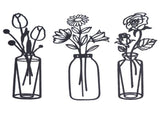 3Pcs Metal Vase Flowers Wall Art Elegant Prevent Rust Easy to Install Iron Flower Wall Art for V1294-YM0715-3115210265811