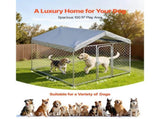 Outdoor Dog Kennel, 2 x 2 x 1.6 m Large Dog Kennel with Secure Lock, Outside Dogs Enclosures with V952-DXHWQSYS6565NAQH5002V0