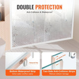 Semi-frameless Shower Door 57.7-59" x 70" SGCC Tempered Glass 1/4" Chrome V952-DBKSYMTLYSM6LNGAYV0