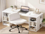 Artiss Office Desk & Set 150cm Computer Desk with 6 Storage Shelves & Ergonomic Cross Legged DESK-SHEF-150-2016-WH