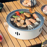 1 Piece Round Charcoal Grill Stove, Multifunctional Stainless Steel Portable BBQ for Outdoor Camping V1189-LC-HW-00327