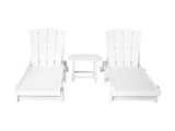Gardeon Sun Lounge Lounger Table and Chairs Beach Chair Adirondack HDPE Patio Outdoor Furniture FF-LOUNGE-3ADHE-WH