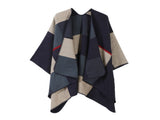 Space-saving Styling Poncho, Bold Block Square Colour Block Design, Navy V1221-XM-LB2144-ZS57