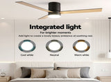 Devanti 52'' Ceiling Fan 3 Blades Double-sided DC Motor w/Light w/Remote Light Wood and bLack CF-C-52-70PLY-LW