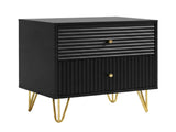 Sarantino Diego Bedside Table Night Stand with 2 Drawers - Black TBL-075-05-BK
