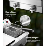 Devanti 20L Electric Commercial Deep Fryer Double Baskets Oil Taps 6000W CDF-DR20-DOUBLE-SI