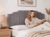 Artiss Bed Head Headboard Queen Velvet 153CM - Grey BED-HEAD-WING-Q-GY