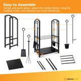 Social Hike Firewood Rack Stand and Fireplace Tool Set for Log Holder Storage V238-SUPDZ-40898257813584