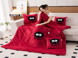 Wine Red Padded and Thickened Elf 2-in-1 Foldable Car Pillow Blanket - Cozy 40x40cm Pillow, Unfolds V888-ELOSUNG33352