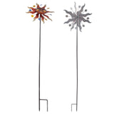 Sun Windmill Iron Weather Resistant Decorative Flower Wind Spinner with Ground Stake for Patio Yard V1294-YM0523-3115220010211