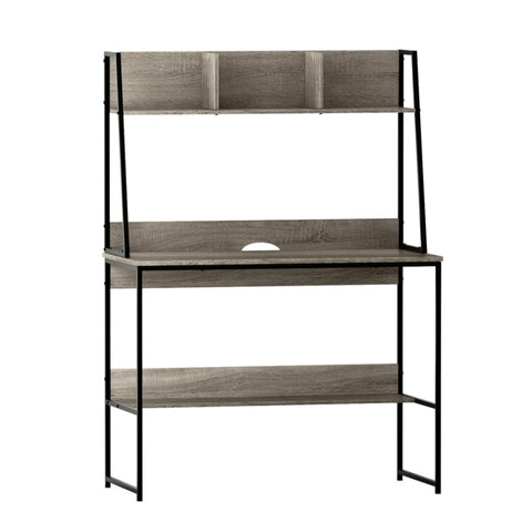 Artiss Computer Desk Bookshelf Storage Grey 100CM MET-DESK-LC-100-GY