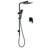 Matt Black Twin Shower Set Square 10" Rain Head 3 Modes Handheld Wall Arm Rail Mixer V1233-C6202BHS002M4CBKSS110BKSQ201B
