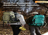 Spacious Nylon Trekking Rucksack 60L Orange,Expandable Backpack With Rain Cover,Suitable for Camping V1221-XM-LB5243-ZS166